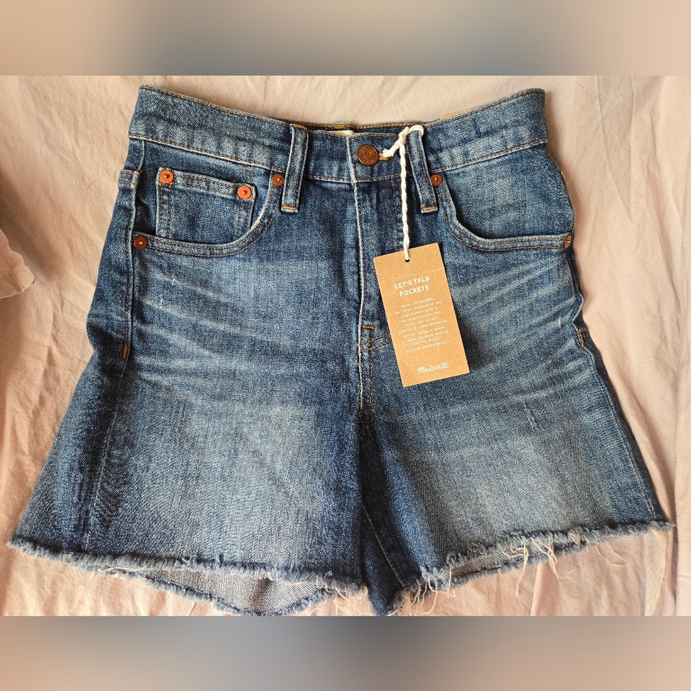 Madewell Blue High-Rise Denim Cut-Off Jean Shorts